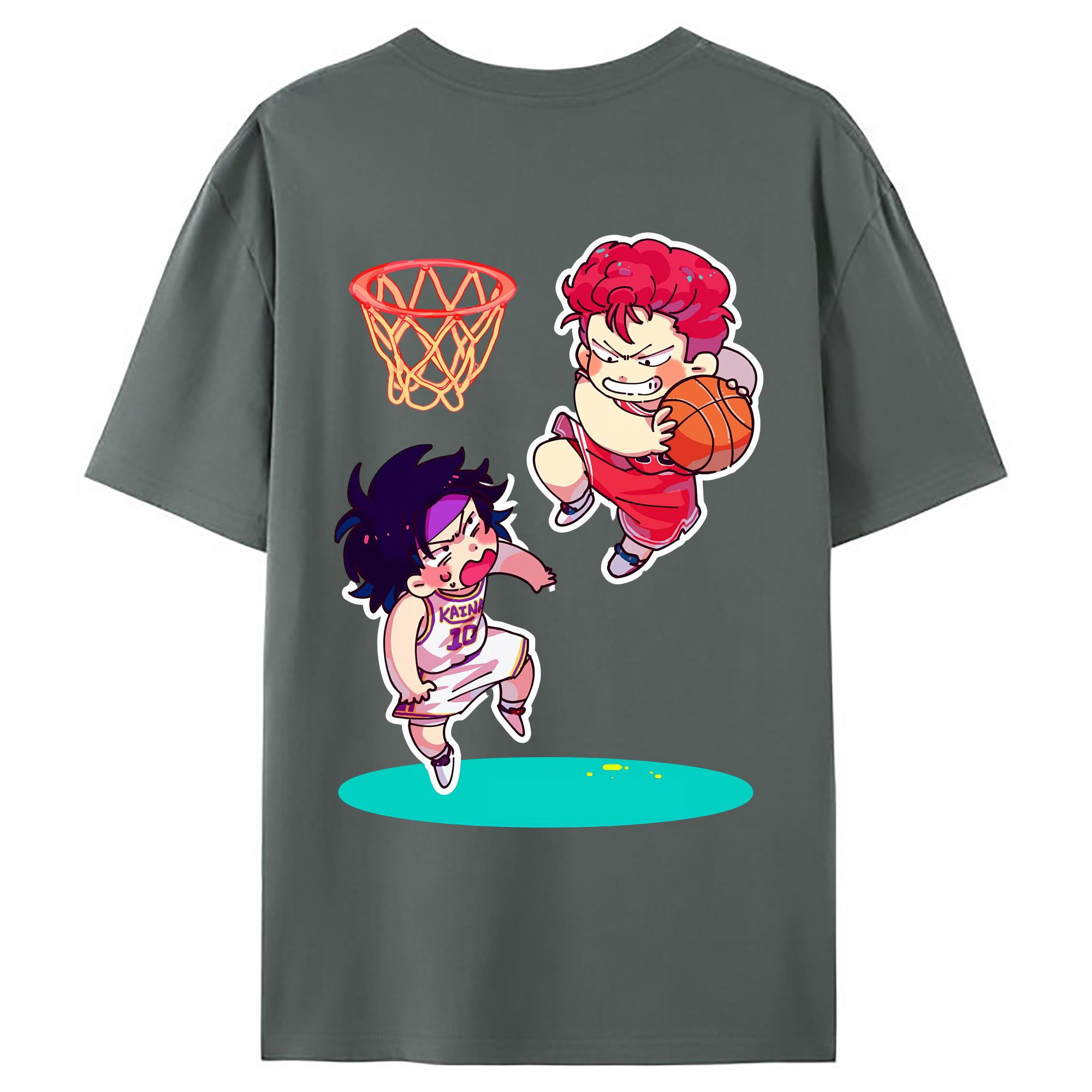 （画像用） SLAM DUNK／スラムダンク 綿100％ メンズ半袖Tシャツ（バックプリント） 通気性